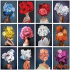 5d алмазная живопись сделай сам, таинственная сексуальная женщина с цветком, алмазная портретная вышивка крестиком, ручная работа, искусство, Украшение стен