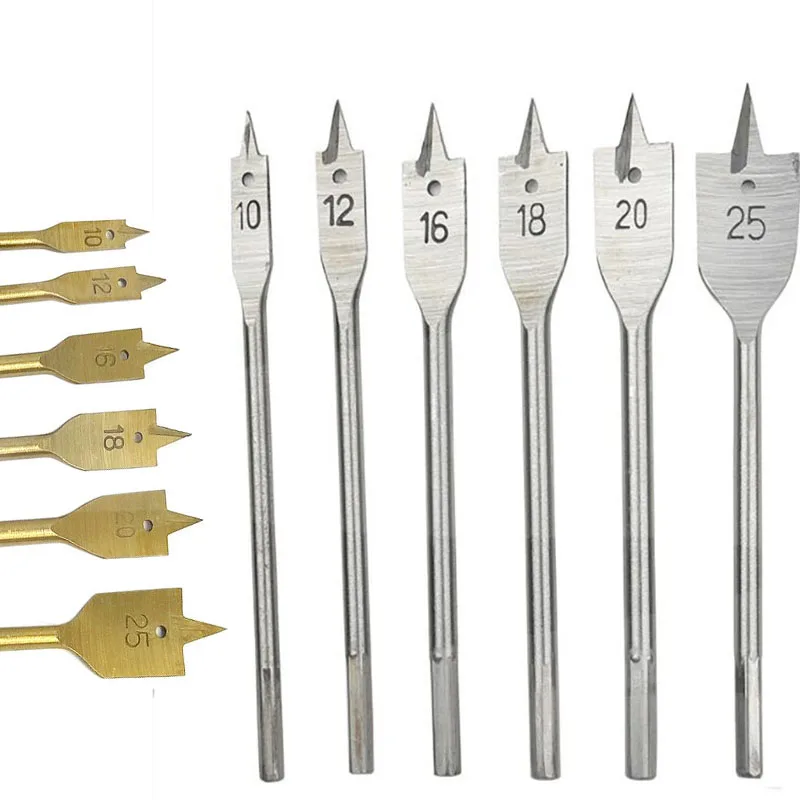 

Woodworking Flat Drill Bit 6pcs/set 10mm-25mm Steel Wood Flat Drill Set Woodworking Spade Drill Bits Woodworking Tool