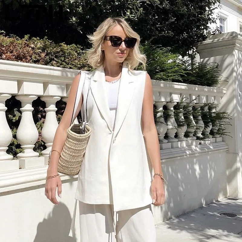 

LTPH уличная одежда, повседневный Женский блейзер, жилет, однотонный кардиган на одной пуговице, без рукавов, верхняя одежда, на шнуровке, Раздельный костюм, пальто, осень 2021, новинка