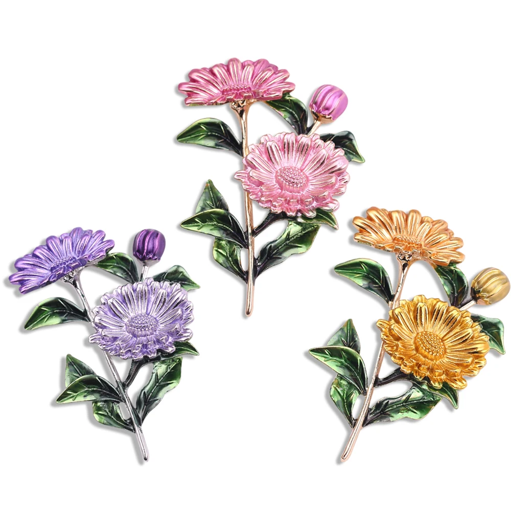 Эмаль корсаж значок цветок брошь темперамент маленький букет ромашек Morning Glory
