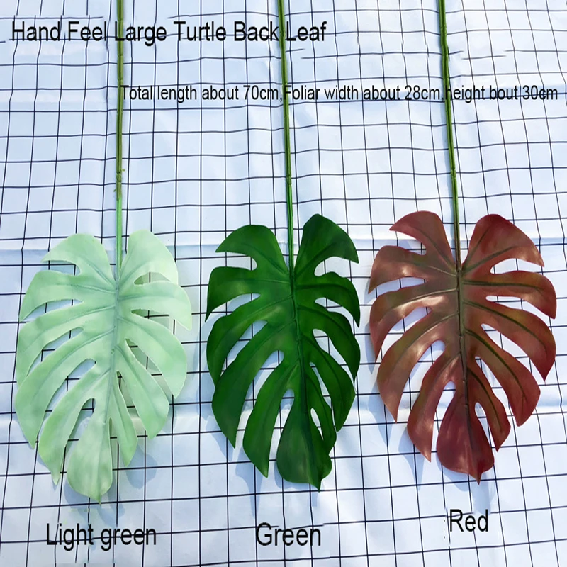 70cm long Soft glue Artificial Monstera Branch Palm Fern Turtle Leaf Faux Foliage Leaves For Home Decoration |