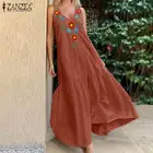 Модель 2022 года, модное летнее платье ZANZEA, женский сарафан с вышивкой, повседневные платья с цветочными оборками, женское платье с круглым вырезом, женское платье 7