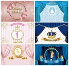 Фон для фотосъемки на день рождения с золотой короной в полоску на заказ, баннер для семейной съемки, Фотофон для фотосъемки в фотостудии