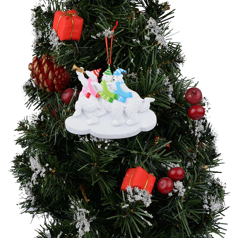 Polar Bear Family of 3 Polyresin Glossy Personalized Christmas Tree Ornament for Home Decorations | Дом и сад