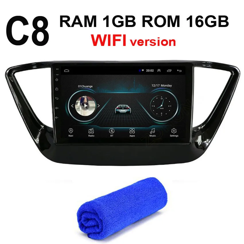 4G DSP 2+ 32Gb 2.5D Android 9,0 Автомобильный мультимедийный dvd-плеер для hyundai Solaris Авторадио автомобильный gps-навигация, радио, стерео - Цвет: Black C8 GPS