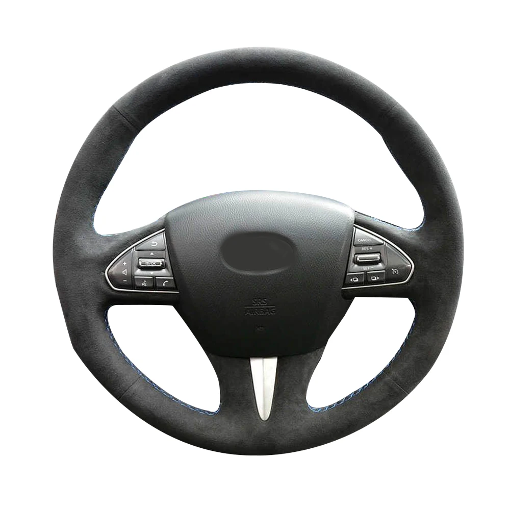 Полностью черный замшевый кожаный чехол на руль с белым стежком подходит для