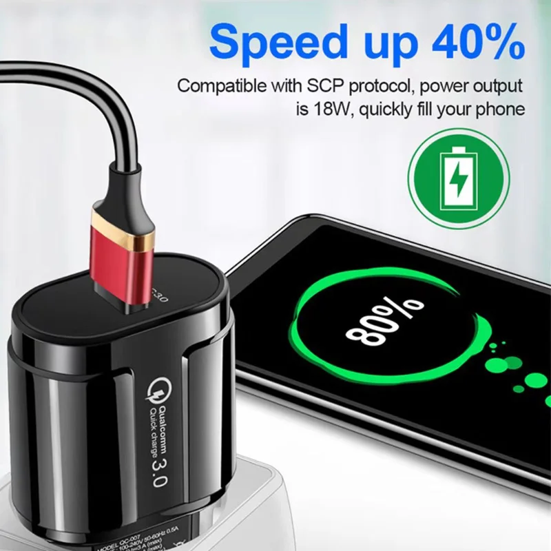 Фото Быстрая зарядка 18 Вт 3 0 USB зарядное устройство ЕС 5 в А стандартное для iphone Huawei Samsung Быстрая зарядка 18 Вт 3 0 USB зарядное устройство ЕС 5 в А стандартное для iphone Huawei Samsung