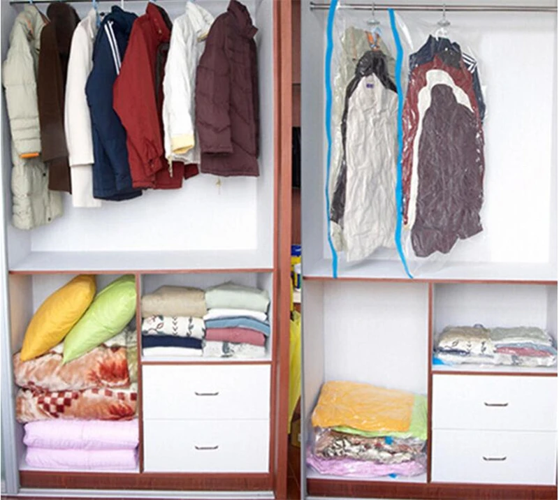 4 шт. большой вакуумный пакет для хранения одежды прозрачный границы складной