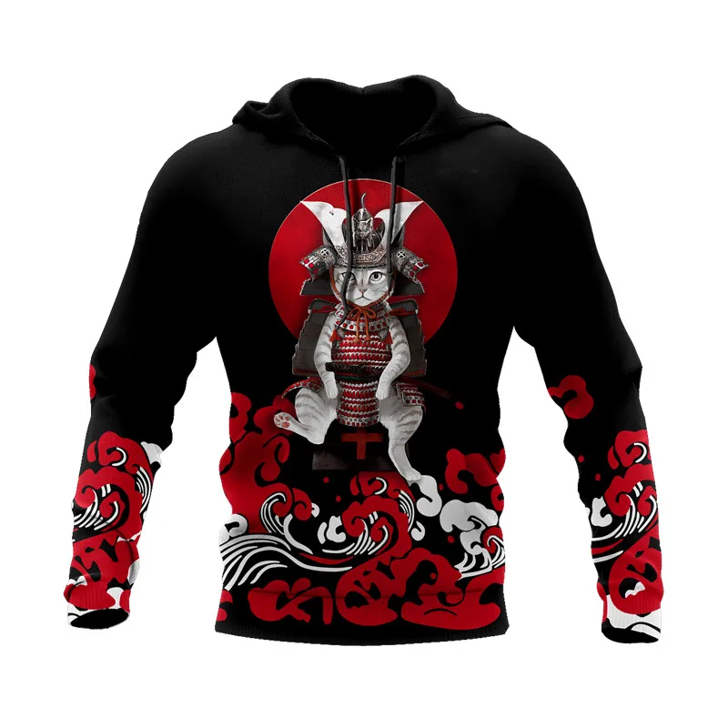 

New Arrival Men's Hoodie Black Cat Samurai Series 3D Printing Unisex Casual Zipper Pullover/Sweatshirt Fashion Street Outfit 10