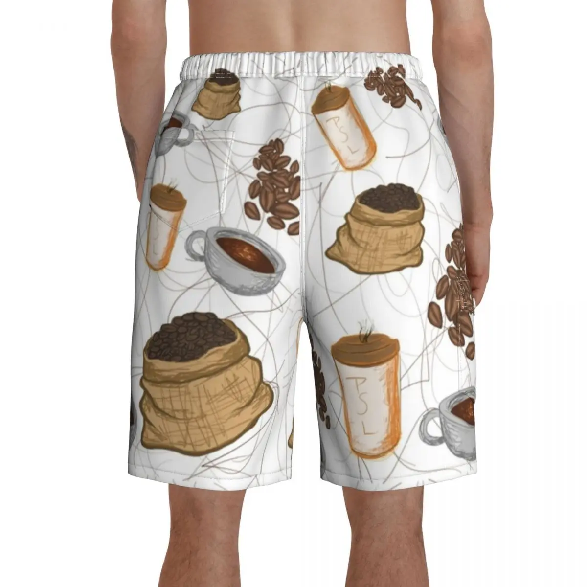 

Caffeine Board Shorts Men Beach Swimming Trunks Polyester Funny Swim Trunks