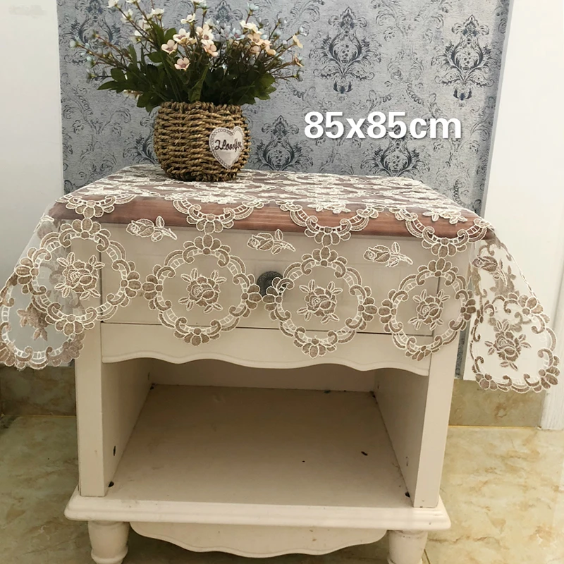 

European Pastoral Lace Heavy Embroidery Tablecloth Balcony Small Round Table Mat Christmas Wedding Decoration Mantel Mesa Tapete