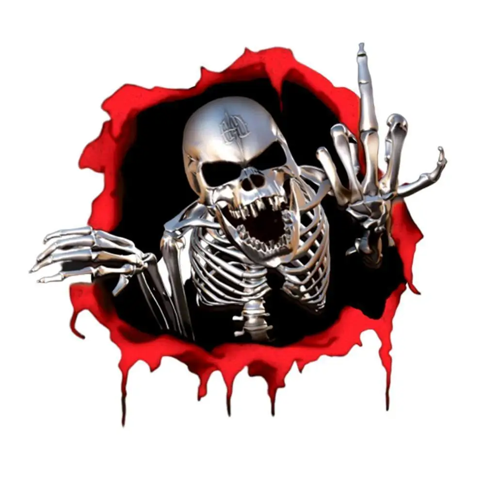 Новинка 3 шт. наклейка в стиле рок ужас скелетоны темные черепа наклейки
