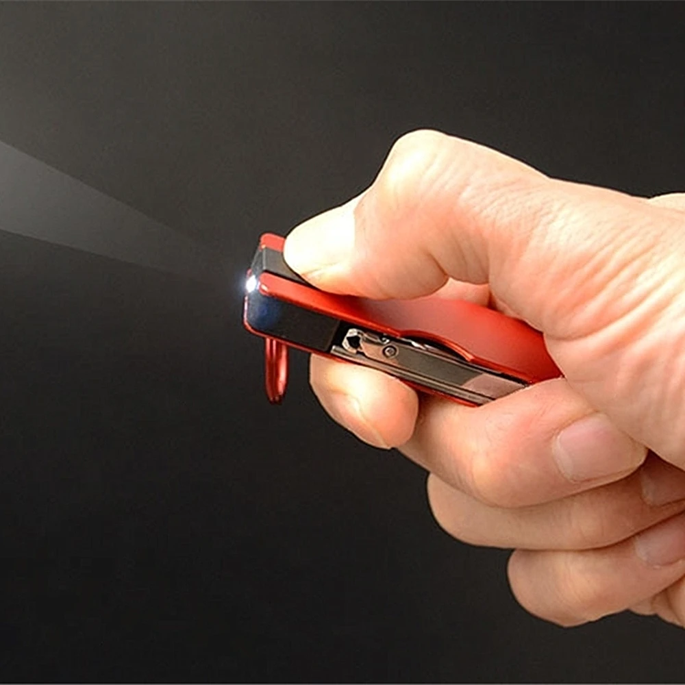Outdoor Multifunction Mini Keychain Knife LED Light Nail Clipper Earpick Scissors Tweezer Pocket EDC Tools Multi Hiking Gears |