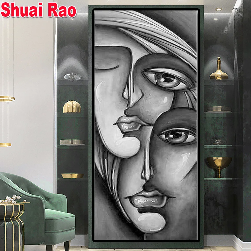 

5D DIY full square diamond painting Black White woman Face mosaic of rhinestone embroidery cross stitch home New Gift art,