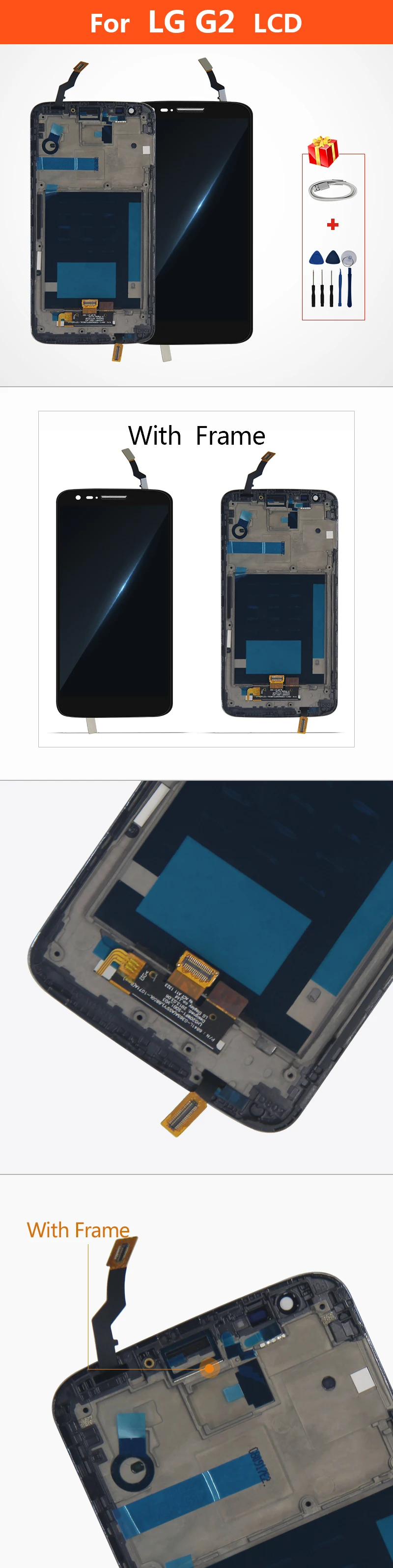 Для LG Optimus G2 D800 D802 D805 ЖК сенсорный экран дигитайзер дисплей запасные части с рамкой