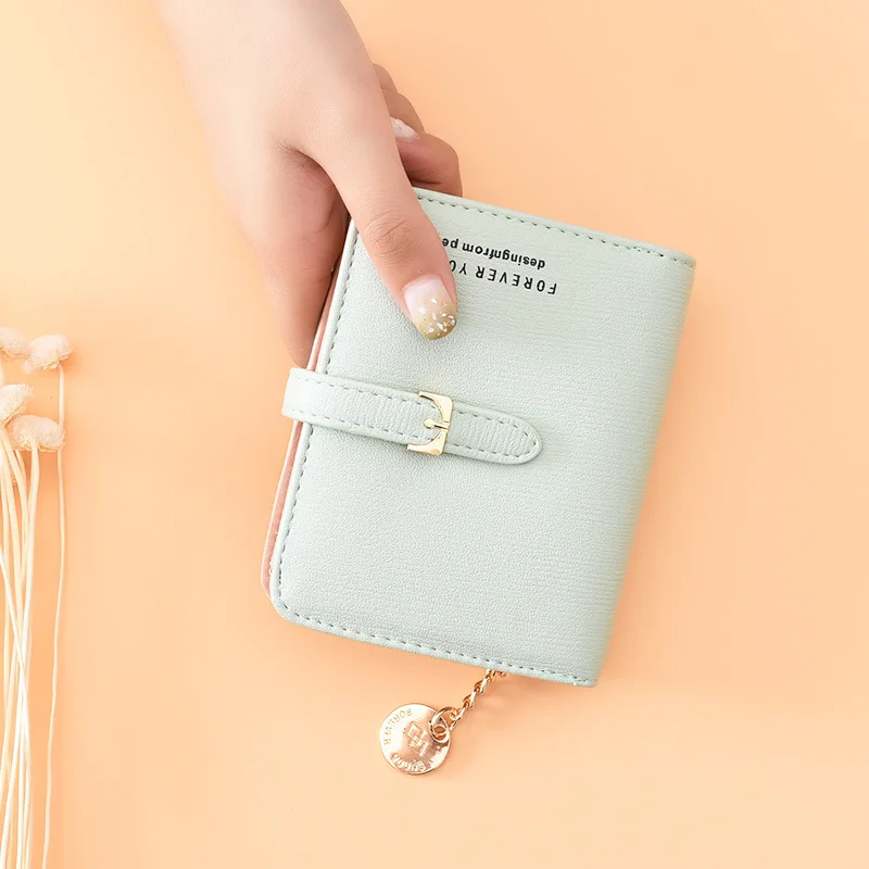 

Wallet ladies short new drawstring zipper ornaments card holder solid color multifunctional student coin purse Christmas gift