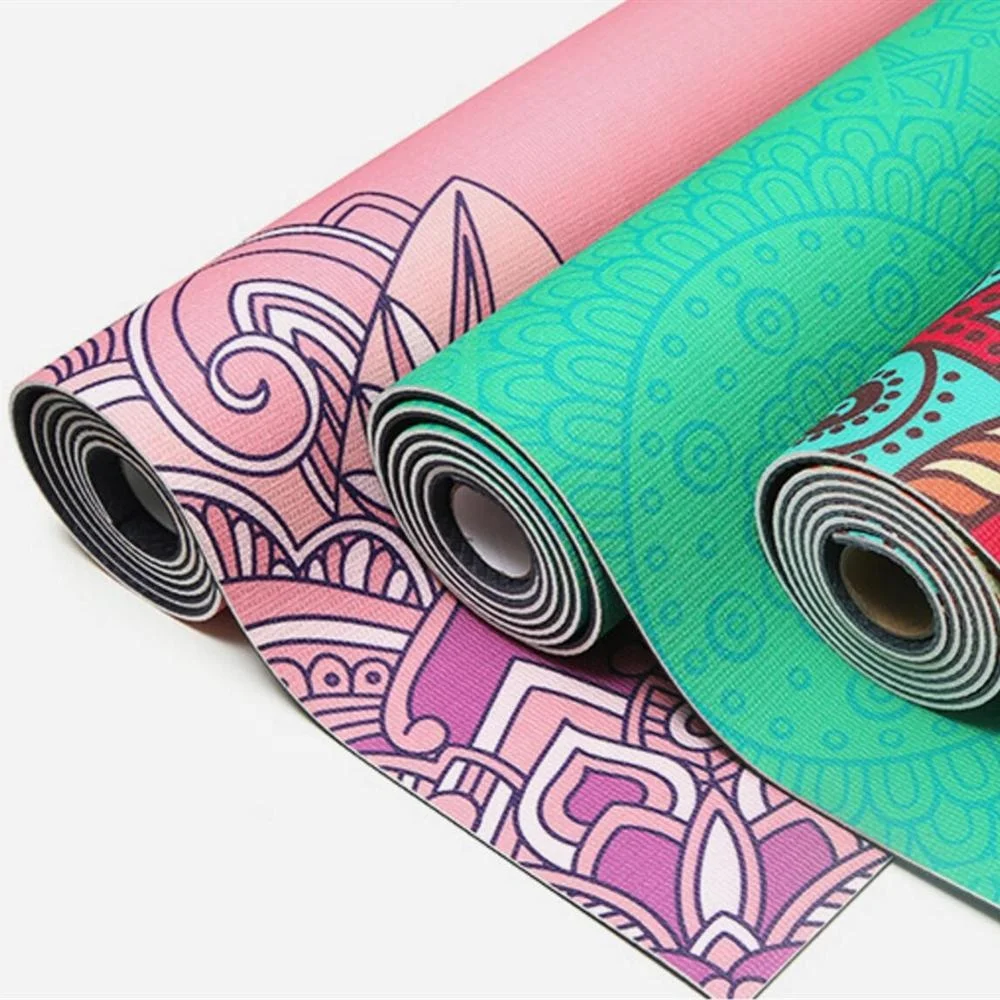 Pvc yoga mat custom printed eco-friendly non slip 4mm beginner use fitness exercise mat free with carry strap 72x27inch