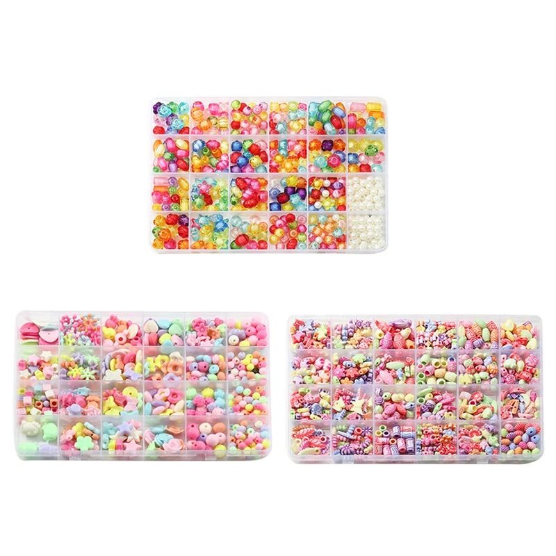 

DIY Handmade Beads for Kids, Mixed Color Beads Set for Necklace Bracelet Jewelry Finding