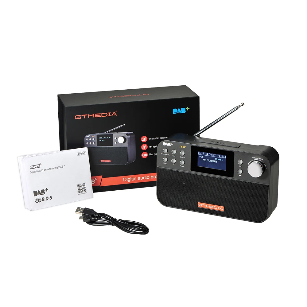 GTMEDIA Z3B Z3 DAB+ приемник Портативный цифровой DAB FM стерео радио приемное устройство с 2,4 дюймов TFT Дисплей Bluetooth часы-будильник