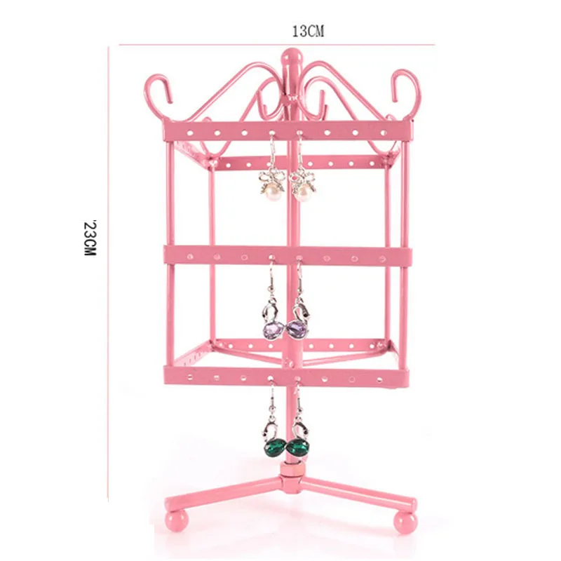 Nice Rotation Square Metal Multi-Functional Earrings Holder Jewellery Hanging Stand Stud 96 Holes Jewelry Display Gift Packaging