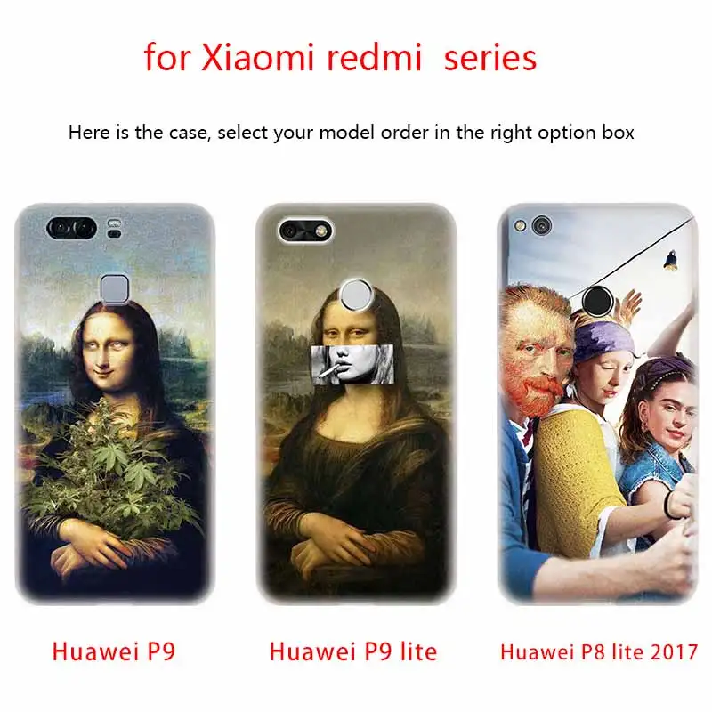 Забавный Арт Ван Гога Мона Лиза ТПУ чехол для телефона Huawei P40 P30 P20 Pro P10 P9 Lite p30lite
