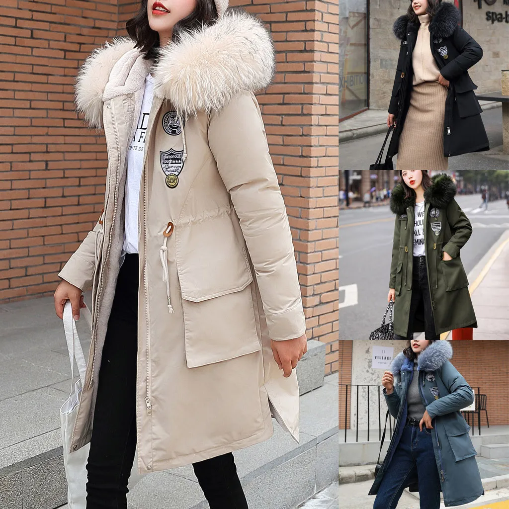 Женское однотонное пальто SAGACE с капюшоном длинное хлопковое длинным рукавом