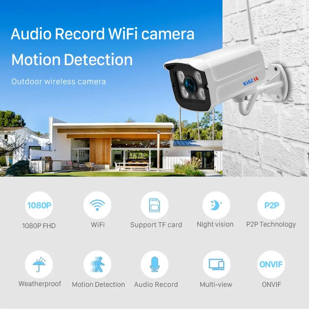 Wi-Fi камера BESDER 5 Мп/2 МП аудио беспроводная цилиндрическая P2P с сигнализацией Push iCsee