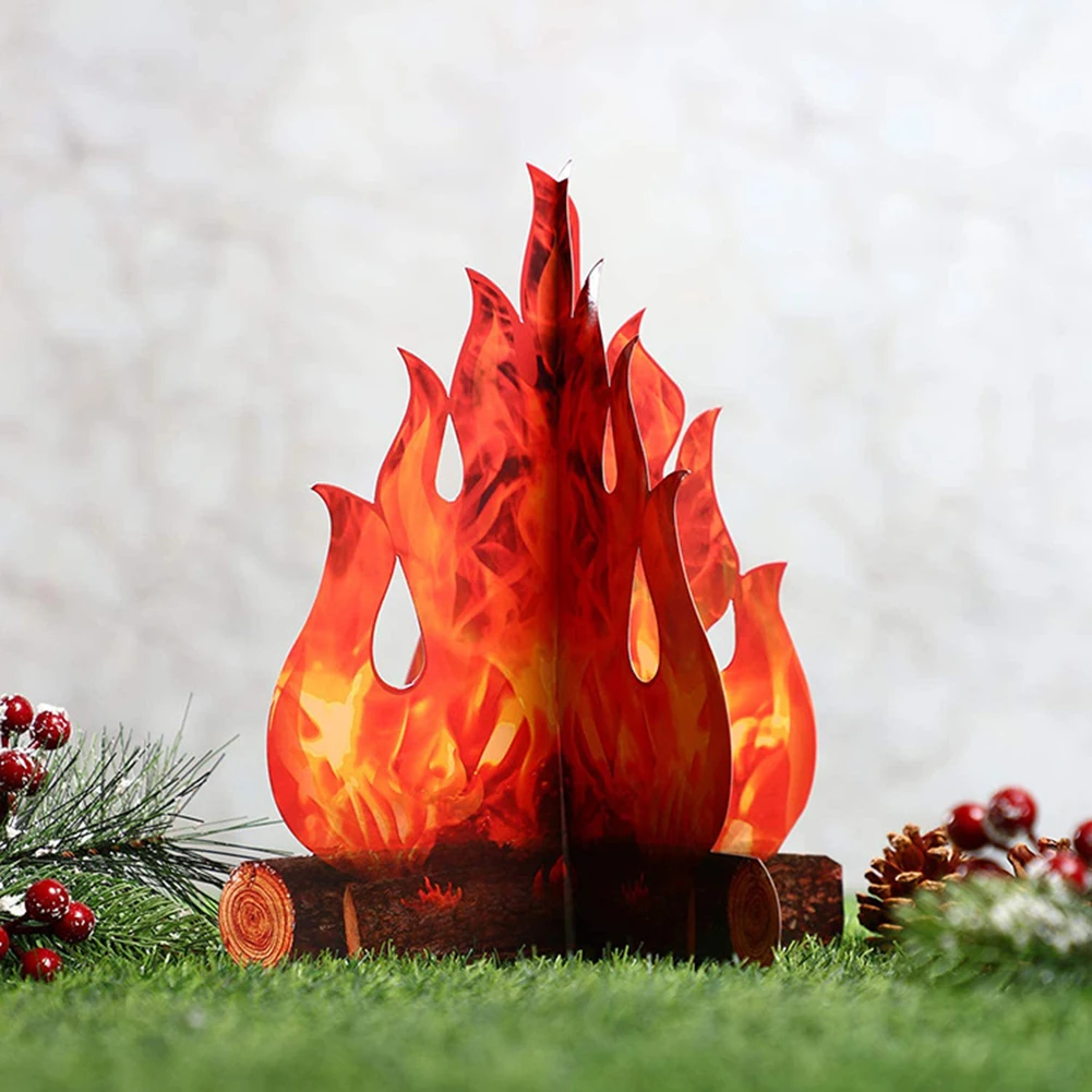 Картонные 3D огненные праздничные украшения Bonfire реалистичные деревянные кусочки
