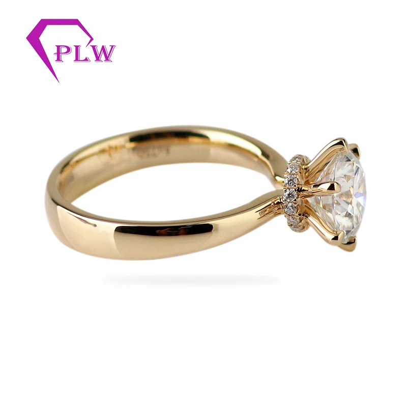 1.5ct 7 5 мм Золотой Классический 6 коготь Косынка Обручение платье кольцо 10K 14K