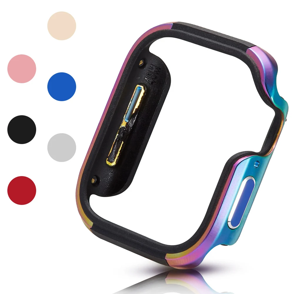 Разноцветный защитный чехол для Apple Watch SE Серия 6 5 4 Роскошный Металлический + ТПУ 40