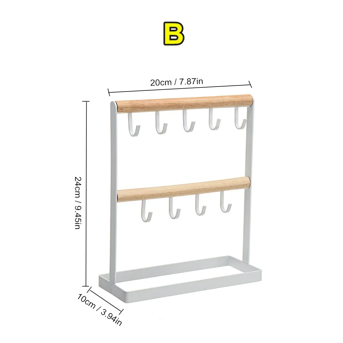 

Jewelry Organizer Display Stand Holder with Wooden Ring Tray and Hooks Storage for Necklaces Bracelets Rings Watches