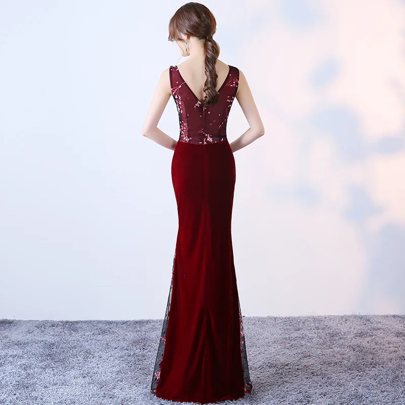 Женское вечернее платье-русалка Элегантное Длинное атласное платье до пола с