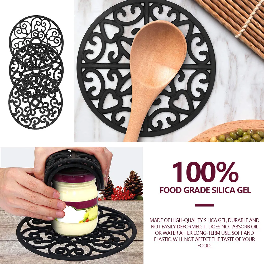 

3PCS Silicone Insulation Pad Dish Pad Anti-Scald Pot Pad Trivet Mat Non-Slip Heat Resistant Pot Pan Pad Cookware Protector