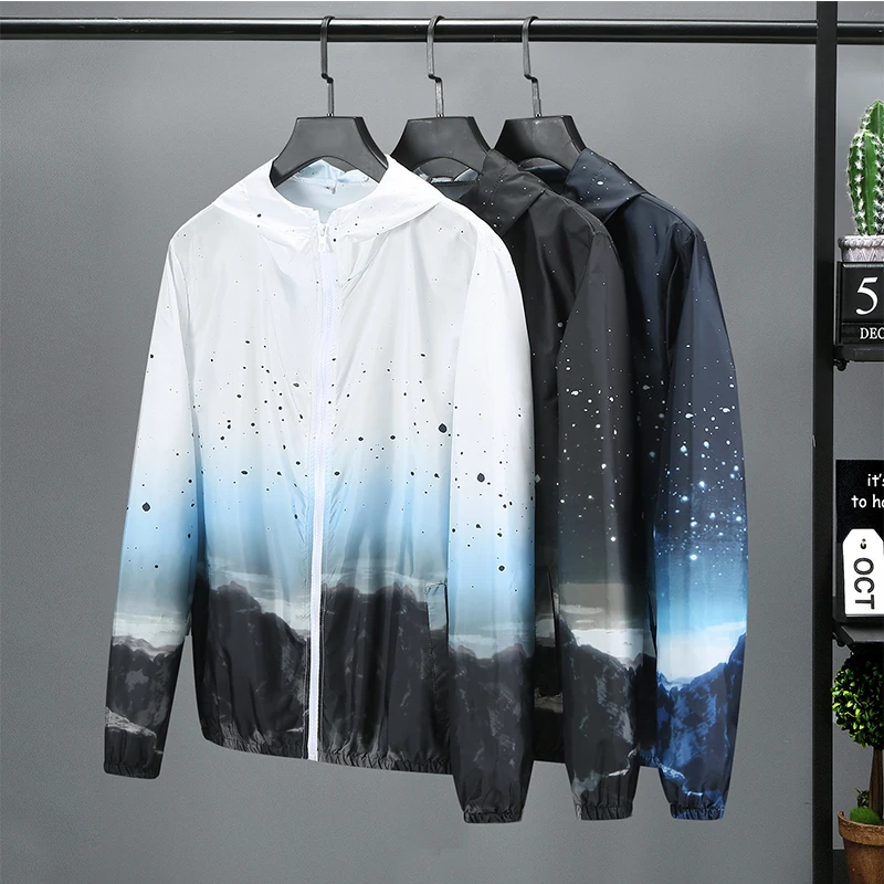 

Women Basic Jackets Windbreaker Coats 2021 Summer Fashion Print Women's Hooded Jackets Zipper Thin Lightweight Jackets Famale