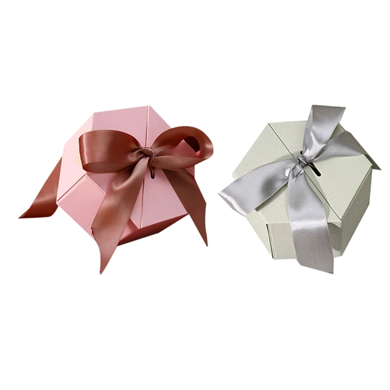 1 шт. Шестигранная Подарочная коробка с бантом Свадебная для конфет
