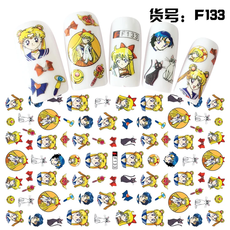 5 листов 10 видов японские ультратонкие Детские Мультяшные наклейки для ногтей