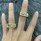 Кольцо с короной VishowCo мужскоеженское из нержавеющей стали, кольцо с именем и именем под заказ, бижутерия на заказ, хороший подарок для мужчин и женщин