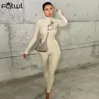 Повседневный комплект из двух предметов FQLWL, спортивный костюм для женщин, облегающие боди с молнией, обтягивающие леггинсы, брюки, комплекты