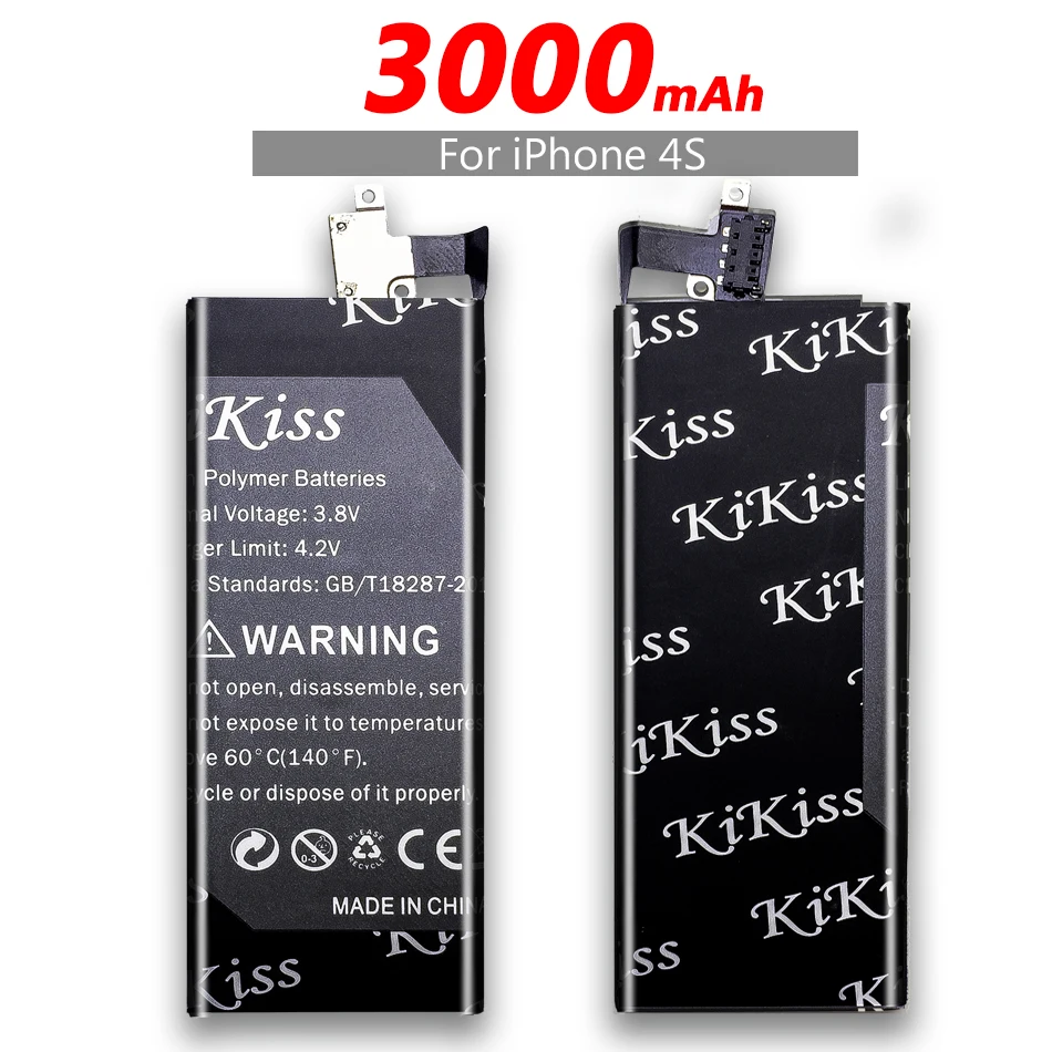 Бесплатный инструмент KiKiss батарея для iPhone 4/4S/5/5S/5C запасная батарея для мобильного телефона для Apple iPhone 4 4S 5 5S 5C батарея