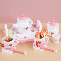girls toys simulate wooden kitchen toys pink tea set play house educational toy tools baby early education puzzle tableware toy