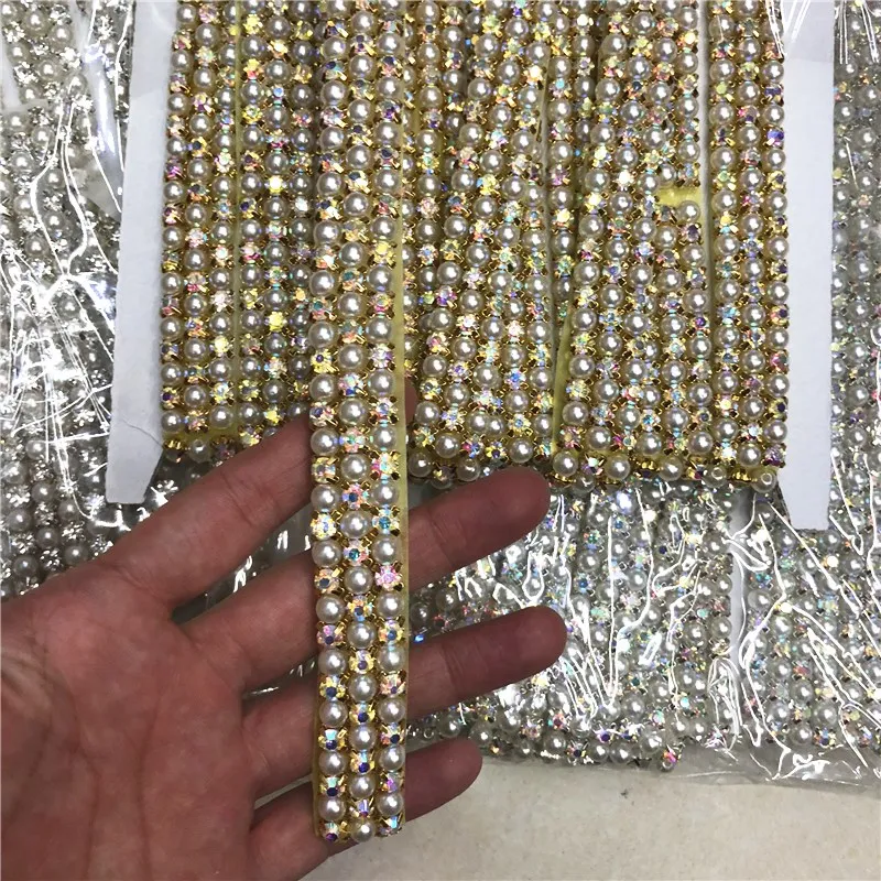 5 ярдов DIY Стразы отделка хрустальная цепочка бисерная аппликация шитье/железо на