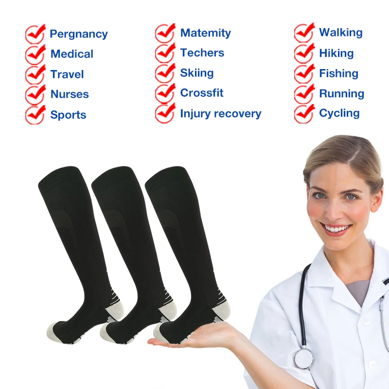 IDEALSLIM 3 пары компрессионные беговые носки до середины икры рукав велосипедные