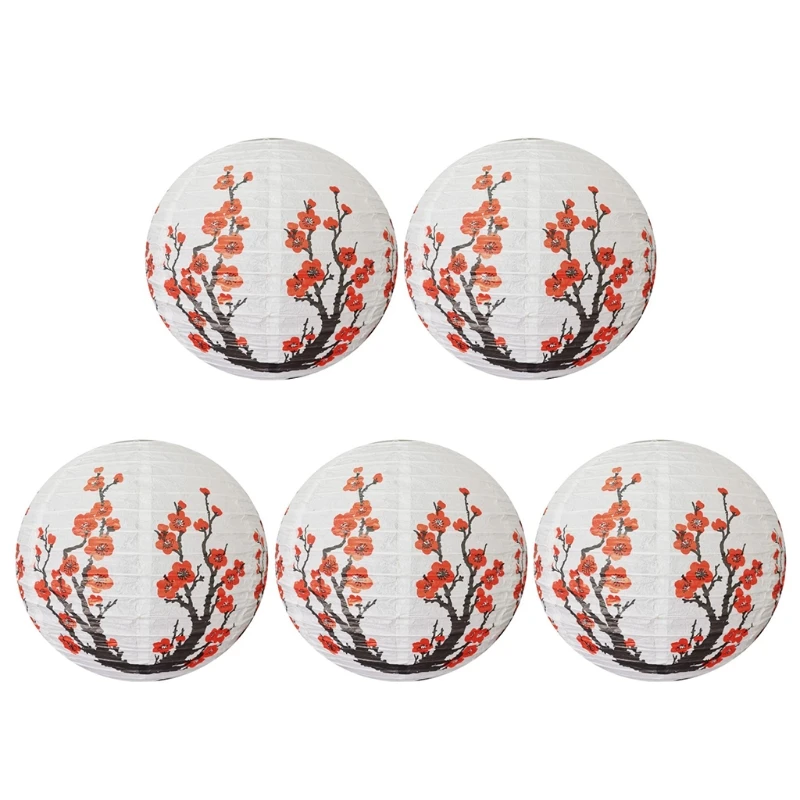 5 шт. Китайский Японский цветок сливы печать бумажный фонарь круглый подвесной