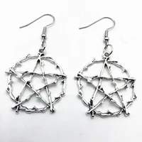 vintage goth gothic five pointed star dangle drop earrings for women trendy punk 90s egirl grunge goblincore emo accessories