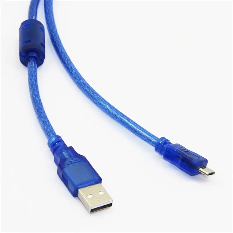 Фото Кабель для передачи данных Micro USB 2,0, фотовспышка Mirco-B, двойное экранирование, плетеная фольга, прозрачный, синий, 0,3 м, 0,5 м, 1,0 м, 1,5 м, 3 м, 5 м №5
