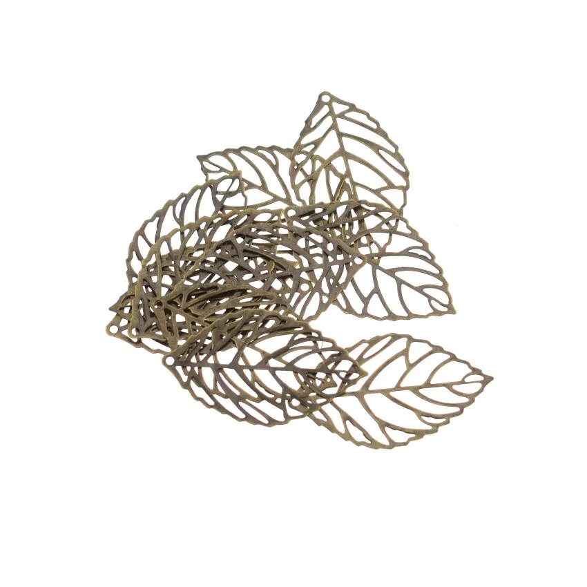 Бесплатная доставка розничная продажа 20 шт. филигранные листья металлические