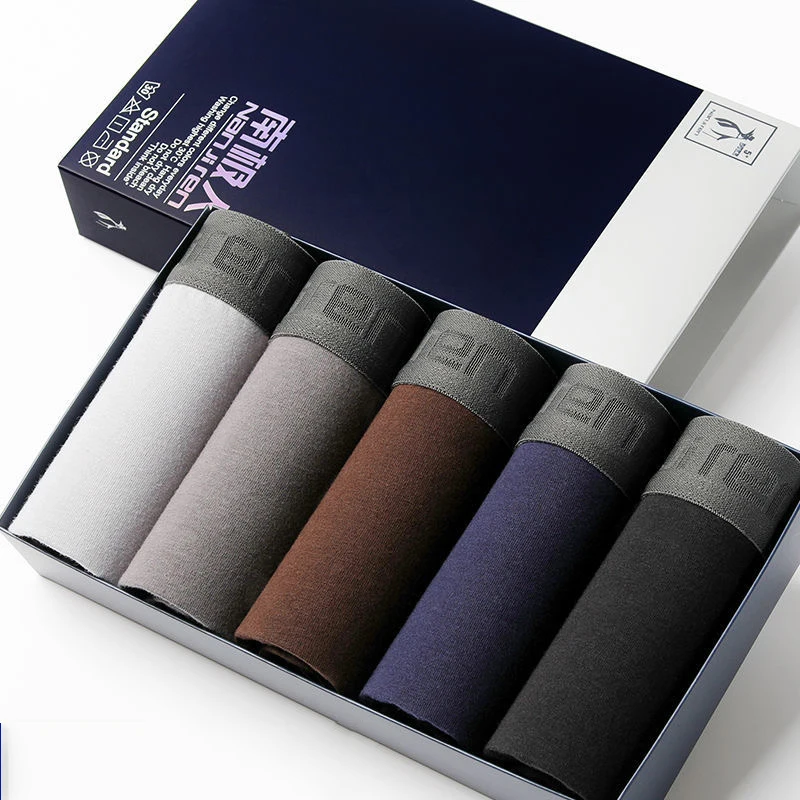 5Pcs/Lot Boxer Men'S Underwear High Quality Cotton Men'S Boxer Shorts Printed Sexy U Convex Antibacterial Shorts 5XL PIUS Size