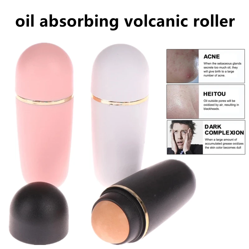 

3Colors Face Oil Absorbing Roller Face T-zone Oil Removing Rolling Stick Ball Volcanic Stone Reusable Facial Roller