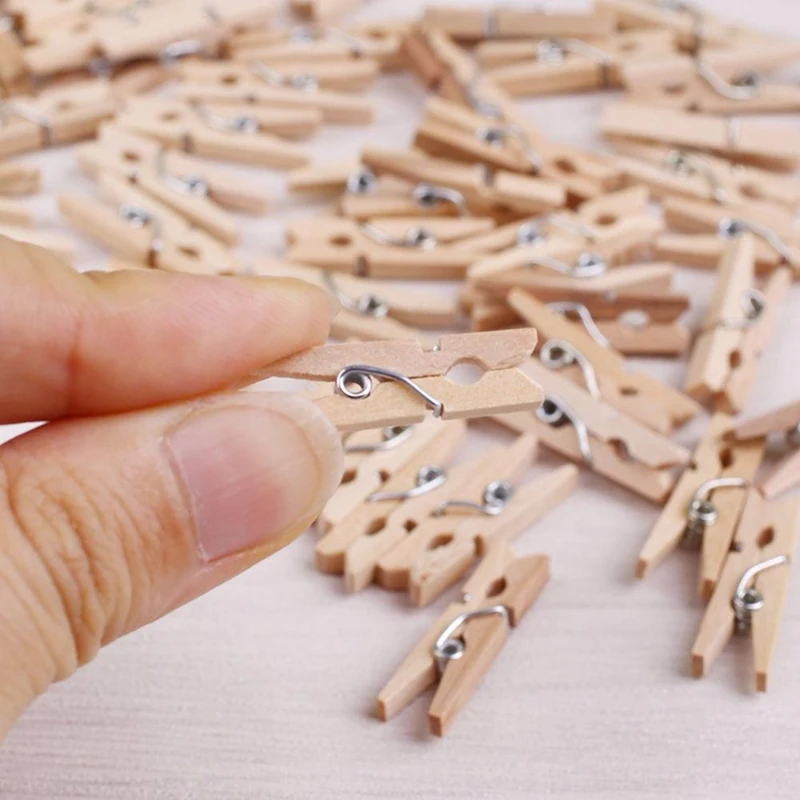 

150Pcs Mini Natural Wooden Clothes Photo Paper Clothespin & 120Pcs Cat Shaped Bookmarks Cute Animal Paper Clips
