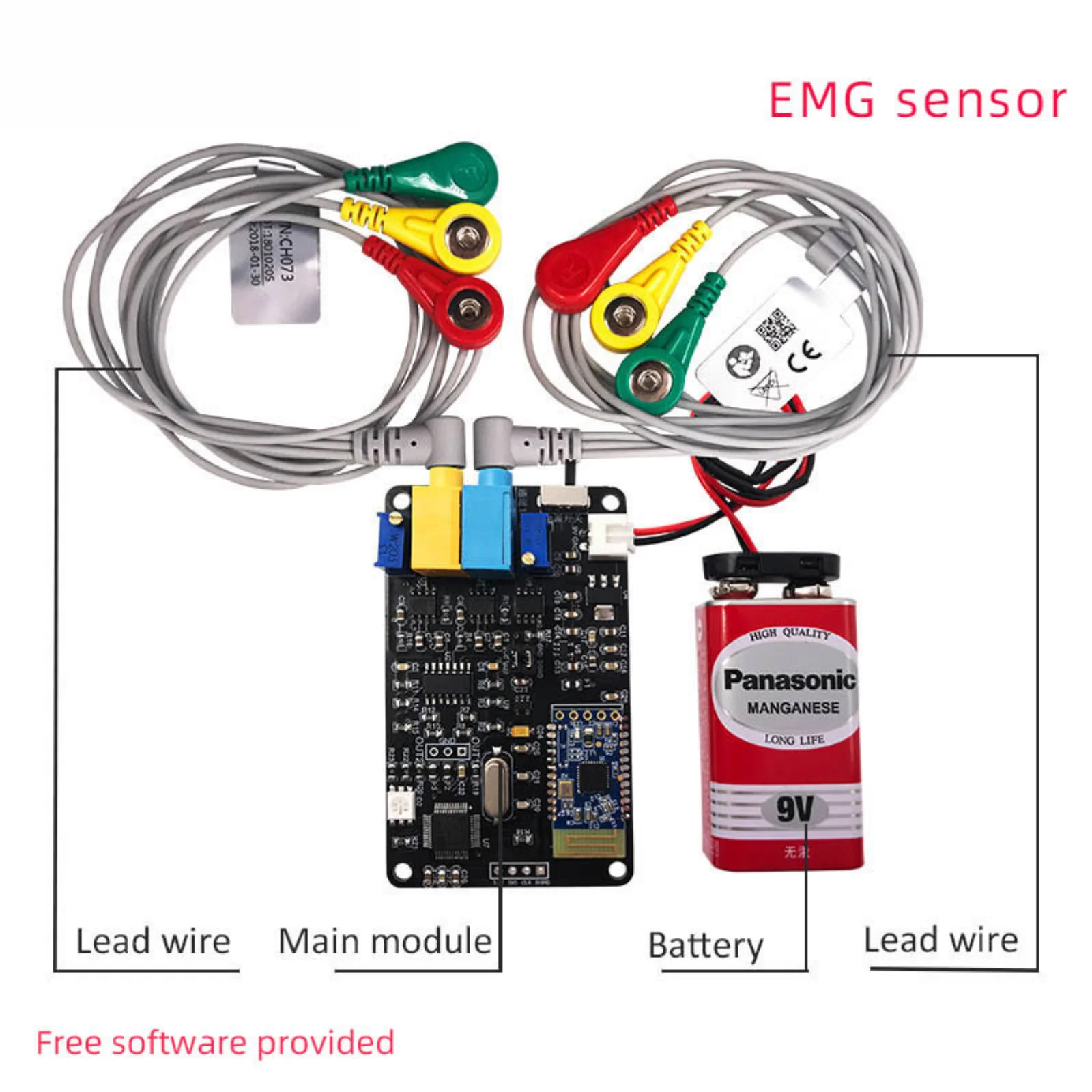 Модуль датчика мышц EMG 2-канальный модуль с последовательным портом связи